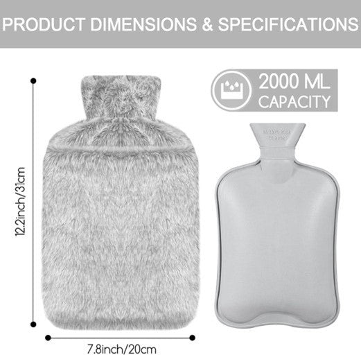 Hot Water Bottle with Luxury Cosy Faux Fur Cover