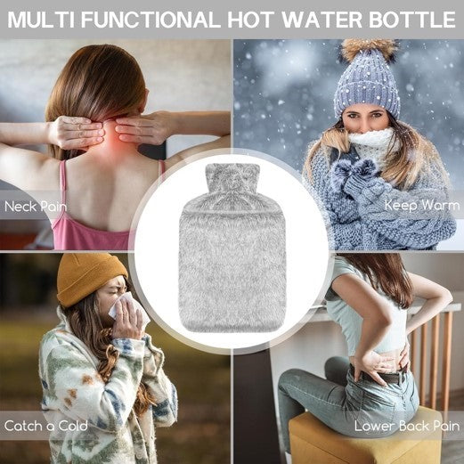 Hot Water Bottle with Luxury Cosy Faux Fur Cover