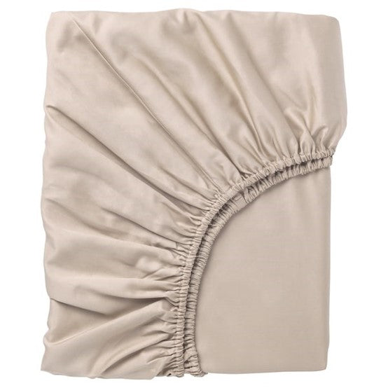 NATTJASMINFitted sheet, light beige, King