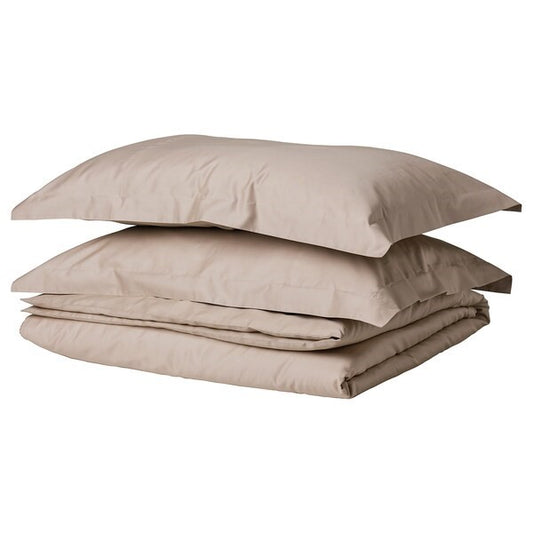 LUKTJASMINDuvet cover and 2 pillowcases, grey-beige, 240x220/50x80 cm