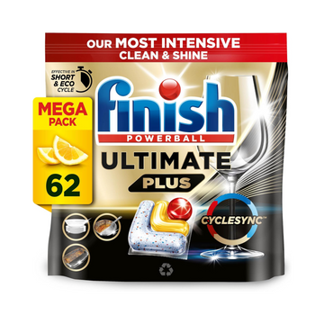 Finish Ultimate Plus 一体式洗碗机专用洗涤块（柠檬香型，62 颗装）