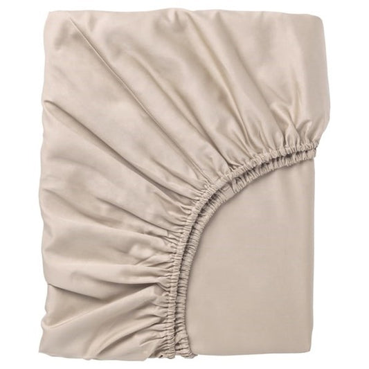 NATTJASMINFitted sheet, light beige, King
